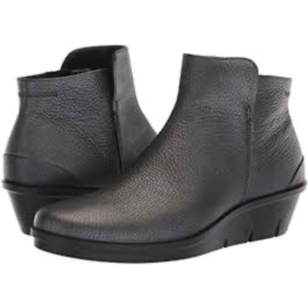 ECCO Skylar wedge booties silver leather women's size 40 US 9 boho comfort shoes